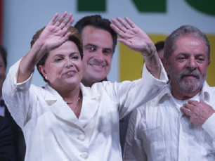 Dilma Rousseff, the incumbent, at a celebratory event following her victory in Brazil's Presidential Elections.