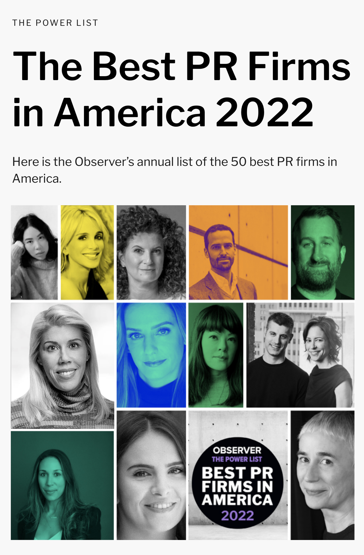 Observer Best PR Firms 2022