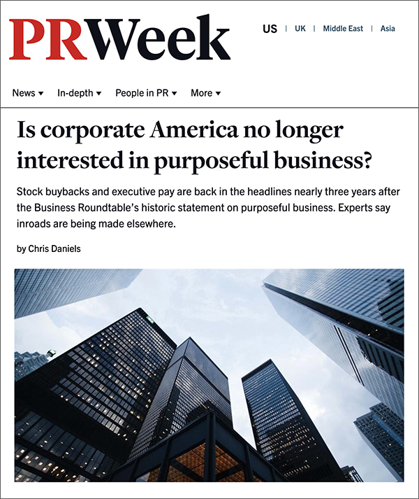 Is corporate America no longer interested in purposeful business?
