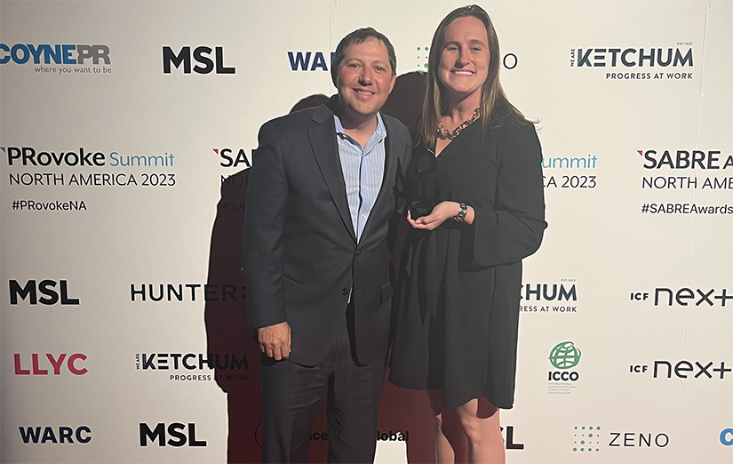 Prosek's Mike Geller and Emily Roy Accept 2023 Agency of the Year SABER Award
