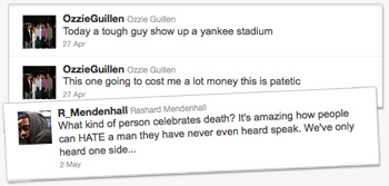 Tweets from @OzzieGuillen and @R_Mendenhall